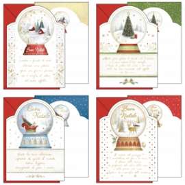 Biglietti Natale 11,7x17cm GLOBI conf.12pz