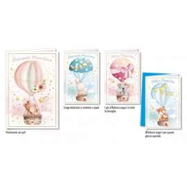 Biglietti Nascita FANTASIE BIMBO + BIMBA conf.12pz