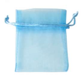 SACCHETTO ORGANZA 8x10 C/TIRANTE COL. AZZURRO