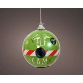 Addobbo Natale SFERA C/LED ELFO diam.8cm 