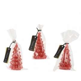 CANDELA  ALBERO GLITTERATO ROSSO 12cm