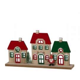DECORAZIONI IN LEGNO C/CASETTE h.15,5cm