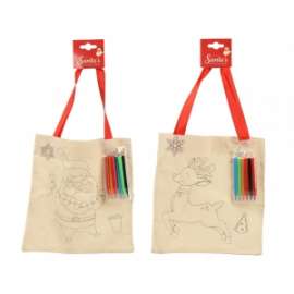 BORSA DA DECORARE C/PENNELLO E COLORI 