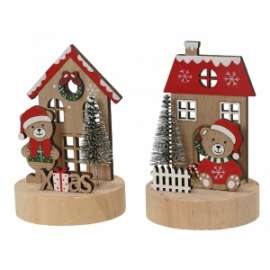 CASETTA E ORSETTO C/BASE IN LEGNO 