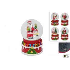 SFERA NEVE 10cm C/CARILLON BABBO NATALE 68012