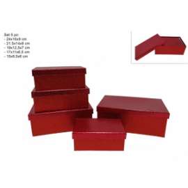 Scatole Natale EFFETTO GLITTER ROSSO Set 5pz .46048