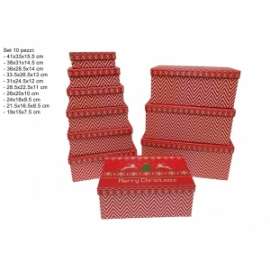 Scatole Natale DECORO ROSSO/BIANCO Set 10pz .89014
