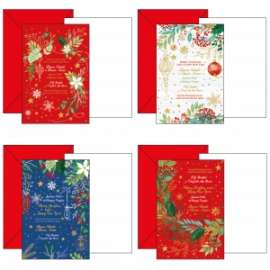 Biglietti Natale 11,7x17cm FIORI E DECORI conf.12pz