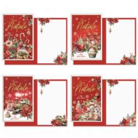 Biglietti Natale 11,7x17cm DECORI NATALIZI conf.12pz