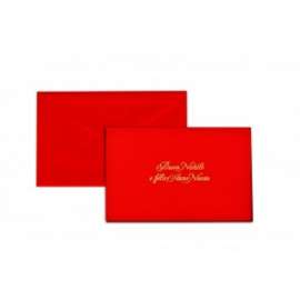 Biglietti Natale 9x14cm DOPPIO col.ROSSO C/BUSTA E TESTO 50pz 