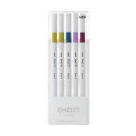 *OFFERTA Osama Nt == EMOTT PEN Fineliner 0.4mm - RETRO COLOR N8  cf. 5pz (paglia-verde mela-verde blu-iris-rosso vino)